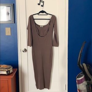 Gray brown midi dress